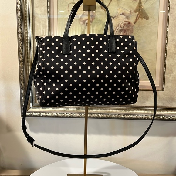 Kate Spade Black and White Polka Dot Fabric Handbag Crossbody EUC - Picture 9 of 17